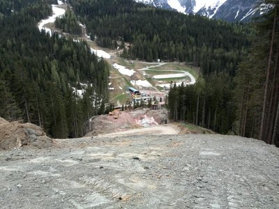 Blick zur Talstation Drei Zinnen