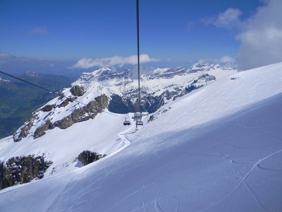 7.: Danach kann man mit dem Ice-Flyer (nicht kostenlos) zum Gletscherpark hinunter "fliegen".