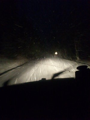 rückfahrt im schneetreiben