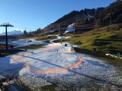 Nesserein Talstation, Blick vom Hotel am 20.12.2014