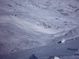 Freeride-Gelände am Col des Vés, neuerdings &amp;quot;The Spot&amp;quot; genannt. Oberer Teil (nicht im Bild) extreme Buckel unten schön zu fahren