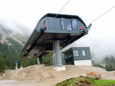 Wiedhagbahn Bergstation. Hier ist das Seil bereits aufgezogen.