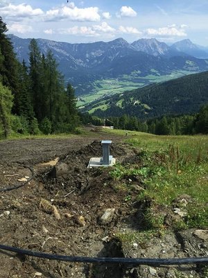 Neue Schneeanlage Piste Nr. 9. Am Bild Techno Alpin Unterflur Hydranten