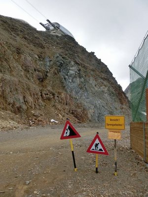 Piste Arbeiten Piste 1 unter Bergstation Gaislachkogl II.
