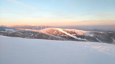 Ausblick von der Bergstation der 6KSB Lachtal bei Betriebsschluss