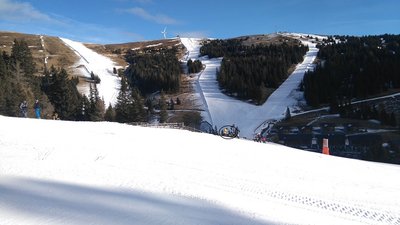 Blick vom Nici-Hang auf die Pisten 7,8,9 auf der Schönberg-Seite. Kennt die 2 eingekreisten "Stars" wer?