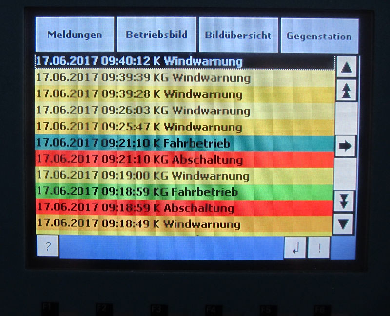 HMI :: Übersicht der Meldungen die aufgelaufen sind