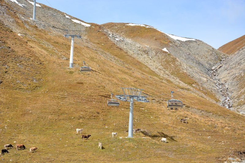 Mitarbeiter der BB fahren in die Bergstation für Einstellungs- / Revisionsarbeiten
