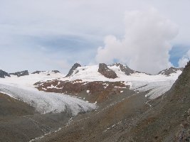 Blick auf Schwarzwand- und Taschachjochzunge. Ich erinnere nochmals daran, dass beide vor 20 Jahren noch zusammengeflossen sind.