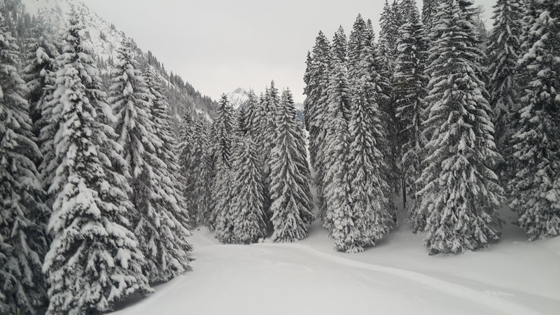 Seitenblick zur blauen Talabfahrt.