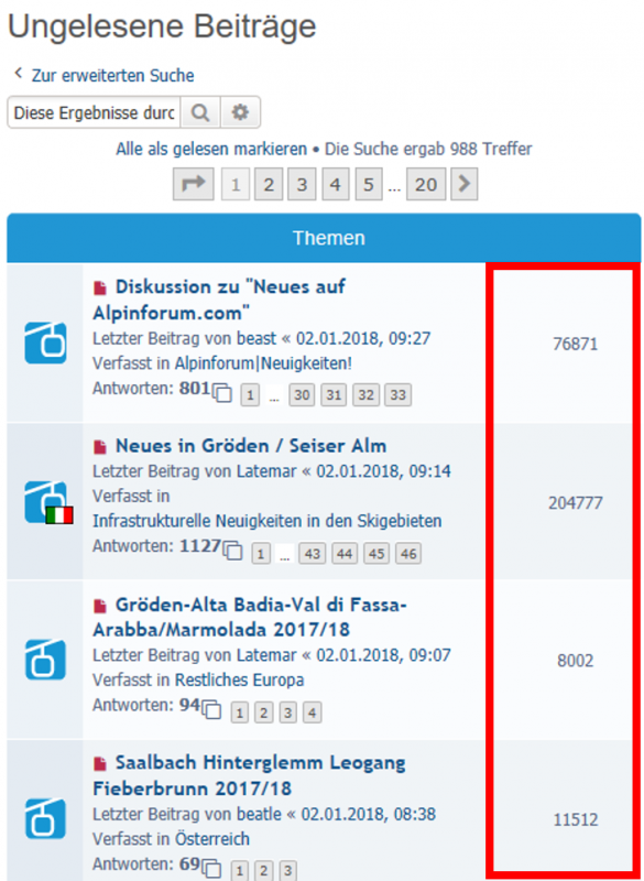 Smartphone, Spalte Anzahl Zugriffe wird jetzt neu angezeigt, müsste eigentlich gar nicht angezeigt werden.