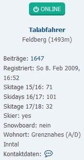 Anzeige der Nutzerdaten am 2.1.2018 10:34 Uhr