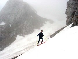 christian bei der ausfahrt aus dem oberen steilsten teil der lahningries, ca.1500m