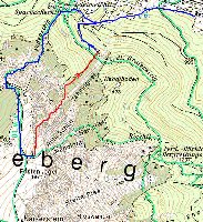 unsere Route, blau aufstieg bzw rüchmarsch, rot abfahrt