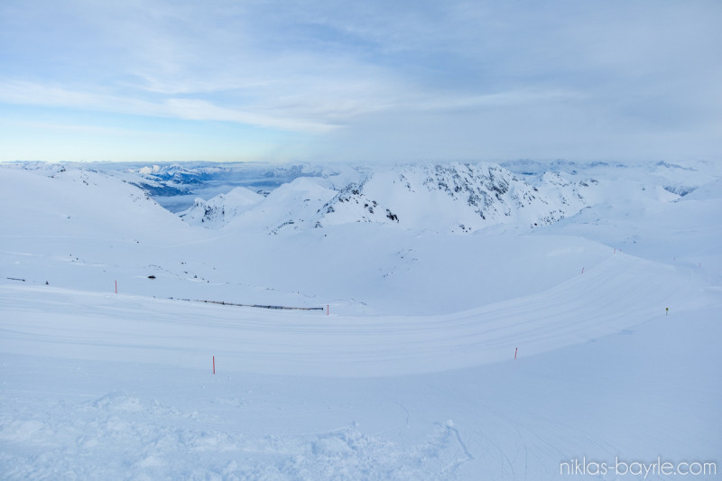 Am Morgen an der Totälpli, es war richtig frisch und der Schnee schon regelrecht stumpf.