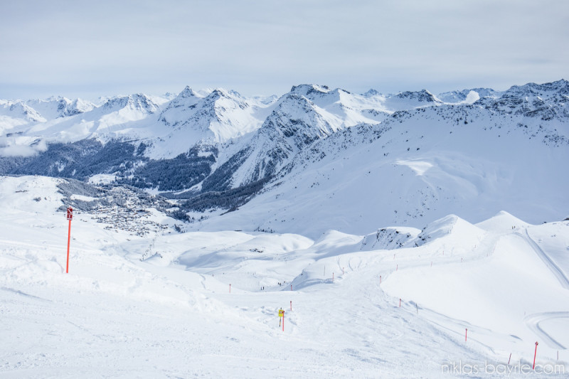 Auf der Hinteren Piste ist schon leichte Haufenbildung, aber das war nach dem Neuschnee ja zu erwarten.
