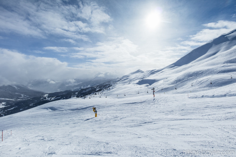 Und wir können einige perfekte Abfahrten gefühlte alleine fahren.