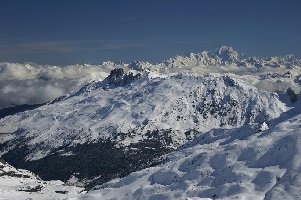 Sauliere (leider nichts mehr in Betrieb), in Hintergrund der Mont Blanc.
