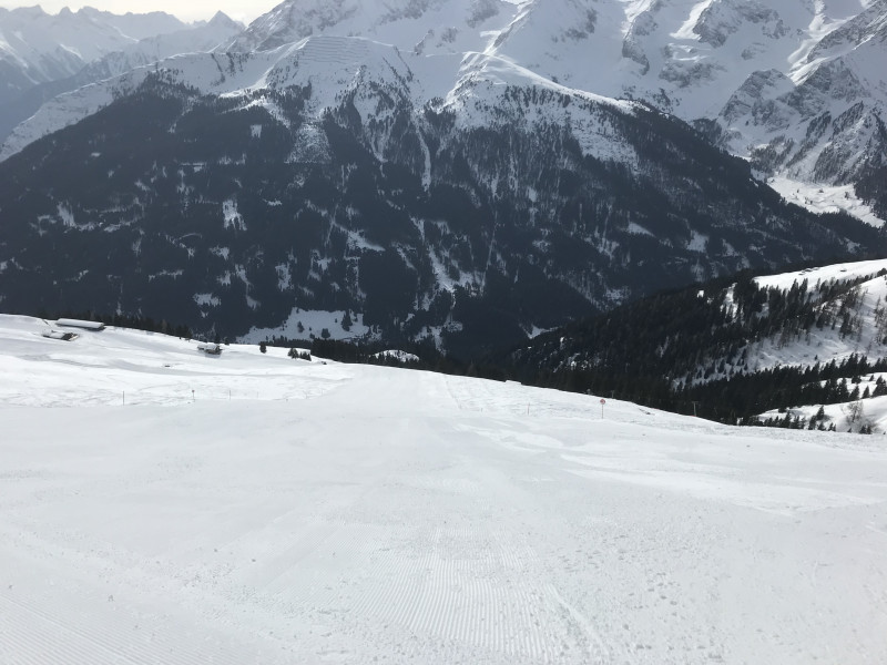 Die Piste zum Beilspitzlift war bereits herrlich aufgefirnt.