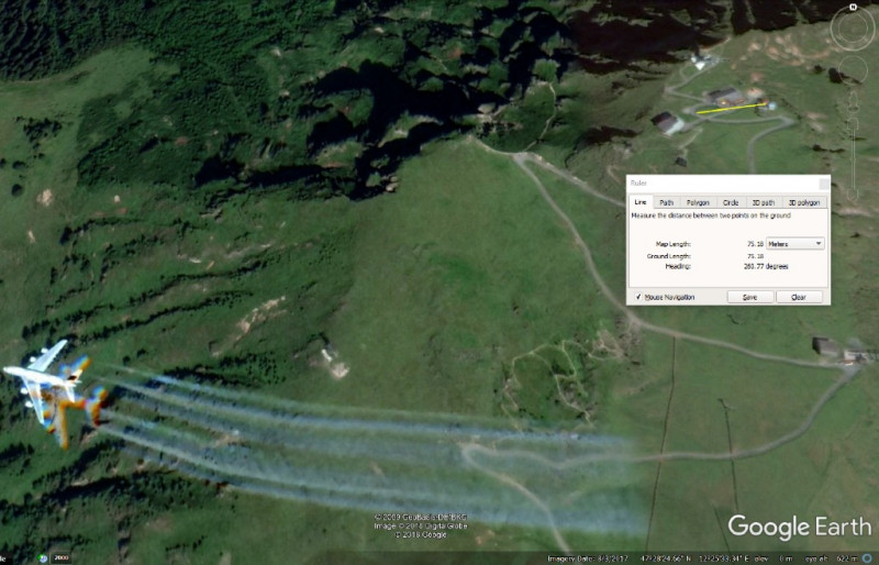 Horngipfel mit Lage der zukuenftigen 6-KSB-Station und Flugobjekt.