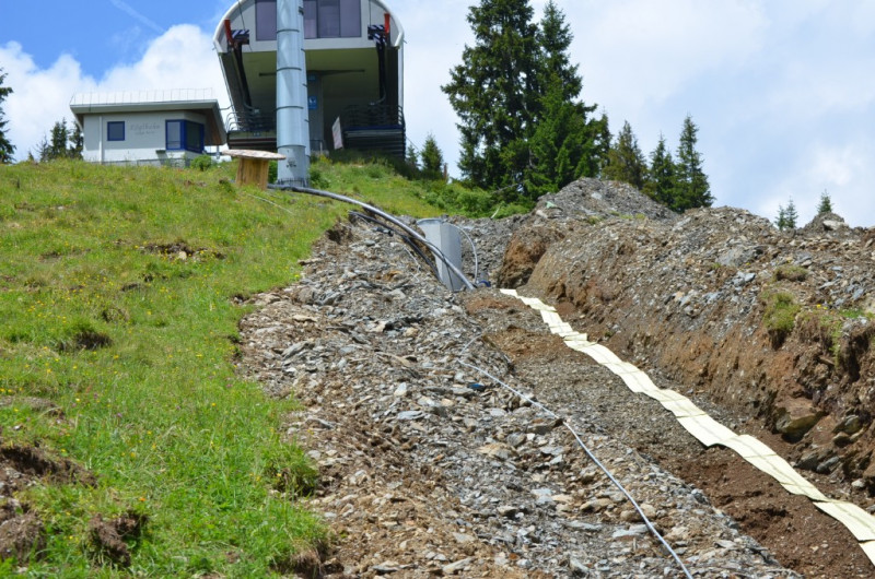 Leitungsgraben und Schacht unter Bergstation