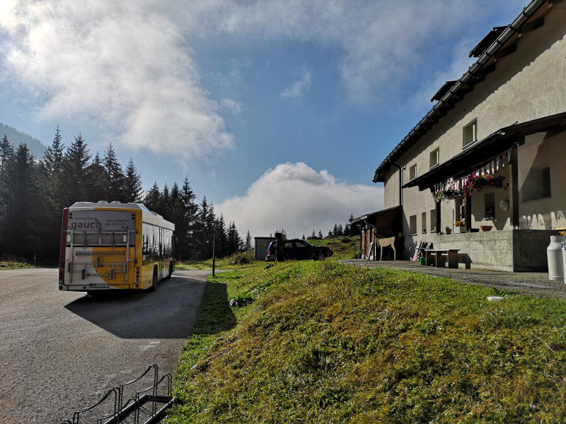 Blick zurück zum Bus