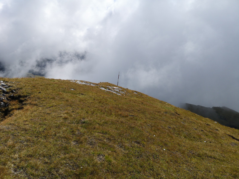 In Bildmitte ist eine der Stangen zu sehen, die in relativ regelmässigen Abständen am Weg stehen und zur Orientierung sehr nürzlich sind. Ob die zur Wegmarkierung angebracht wurden oder ob sie noch einen anderen Zweck erfüllen ist mir jedoch nicht klar.