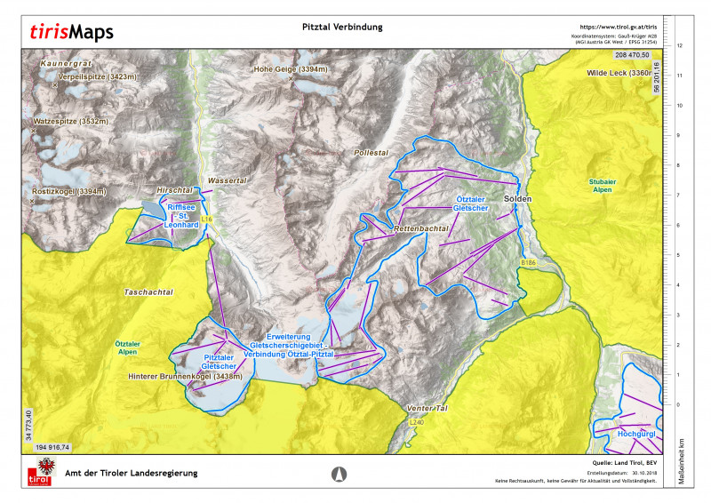 Naturschutz und Skigebietsgrenzen Pitztal und Ötztal