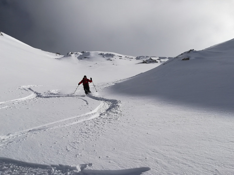 Gerrit bei der Abfahrt in der Rinne