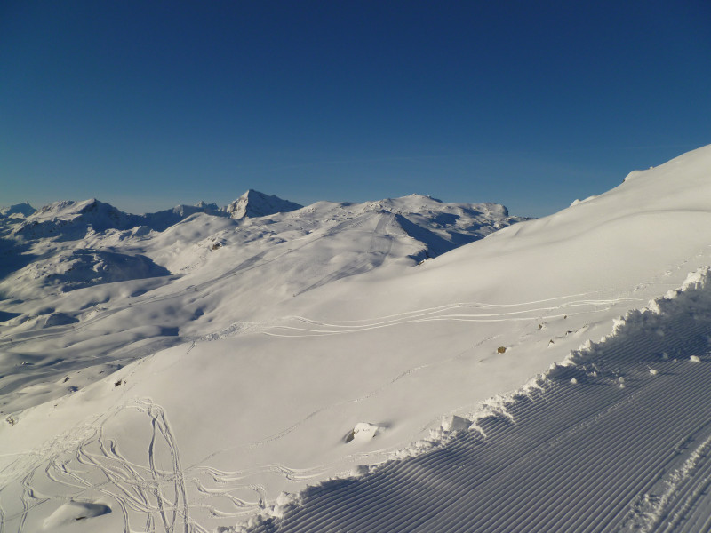 09:10 Uhr: Wieder einmal ein Blick Richtung Piz Cartas. Der Himmel heute noch blauer.
