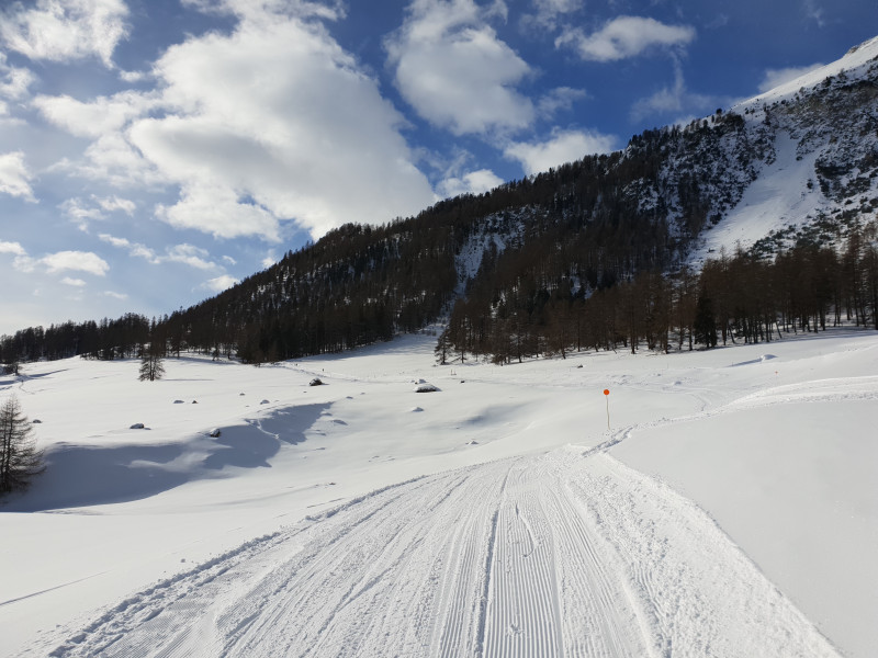 Das Pistenstück in der Ebene war sehr schlecht präpariert, sonst war der Weg eigentlich gut hergerichtet