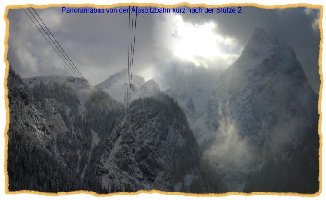 Hier-- Auffahrt mit der Alpspitzbahn Fasching 2004  Bild wurde mit Panoramamaker erstellt