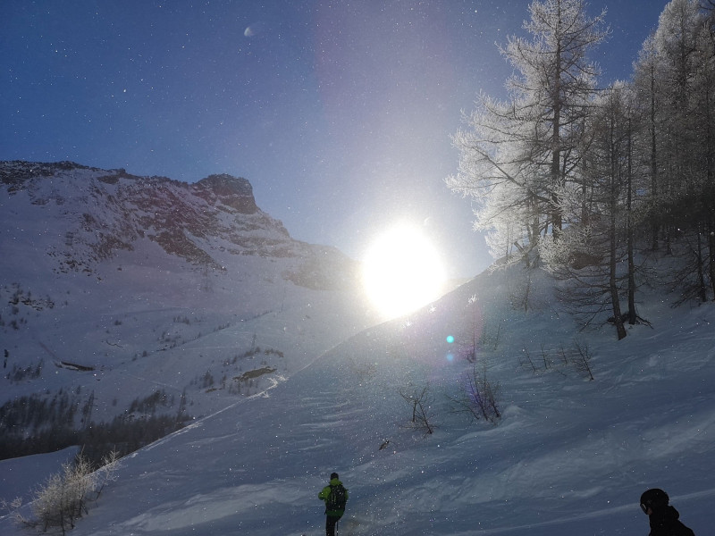 Lichtspiele auf der Spielboden-Piste