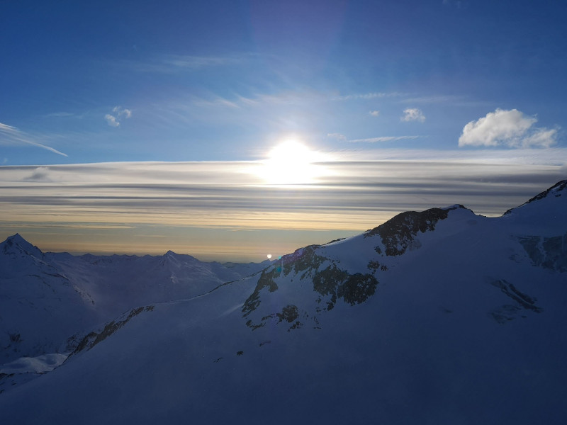 Auf dem Allalin erwartete uns wieder eine schöne Morgenstimmung