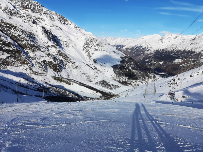 Piste unterhalb Morenia. Zu dieser Zeit bereits etwas abgerutscht, zwar durchaus noch gut fahrbar aber die Routen gingen einfach besser.