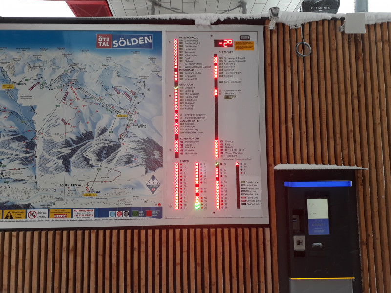 Öffnungstatus am Montag, später lief noch Glaislachkogl 1und 8er Giggijoch