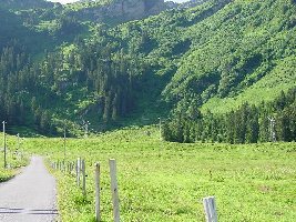 Blick in die andere Richtung. Die Rollenbatterien weisen eine falsche Richtung. Die Bahn steigt dort nicht an. Erst weiter link.