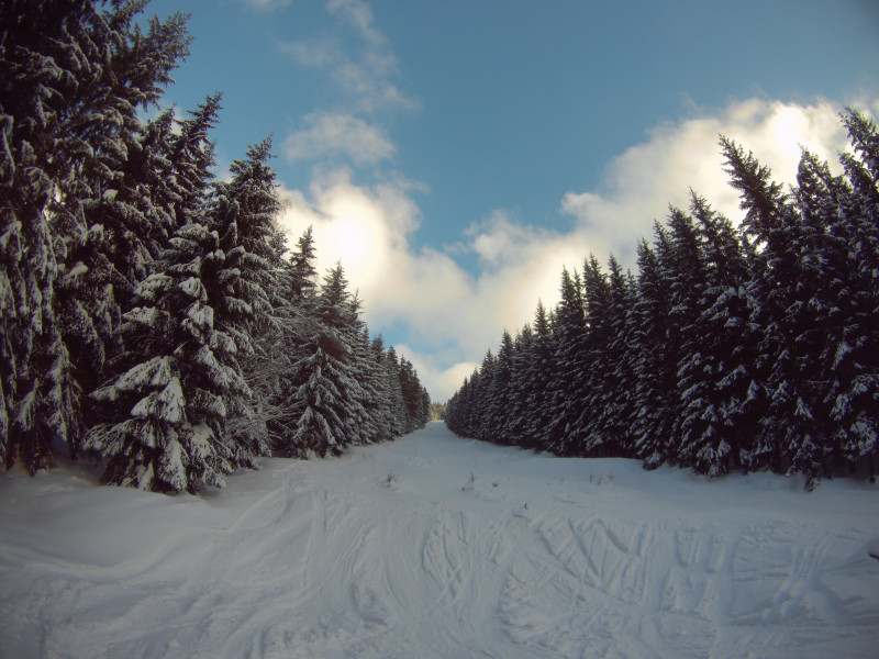 Jachymovska Freeride, Blick nach oben auf den steilen Abschnitt - man kann ihn sicher ohne Feindkontakt fahren, ich habe mir einen anderen Weg ausgesucht und kam genau dort zurück auf die Route wo das Foto entstand