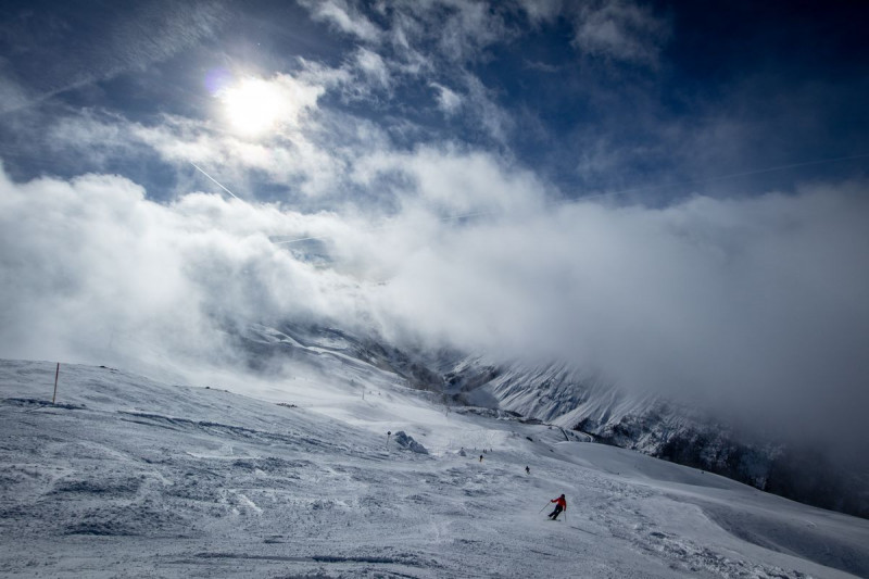 Auf der neuen roten Abfahrt 43 von der oberen Sektion der Kirchenkarbahn. Gefällt mir landschaftlich super, die Abfahrt ist okay.