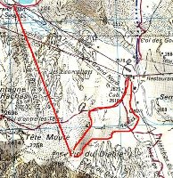 rote Linie = mögliche Trasse 6KSB Bellecombe
<br />rote Pisten = mögliche Anbindung zum Gletscher und zum Snowpark