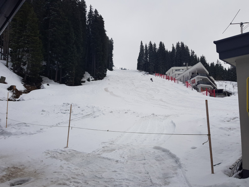 Hier am Holzalm 6er sieht man ganz gut, wie nass der Schnee heute war.