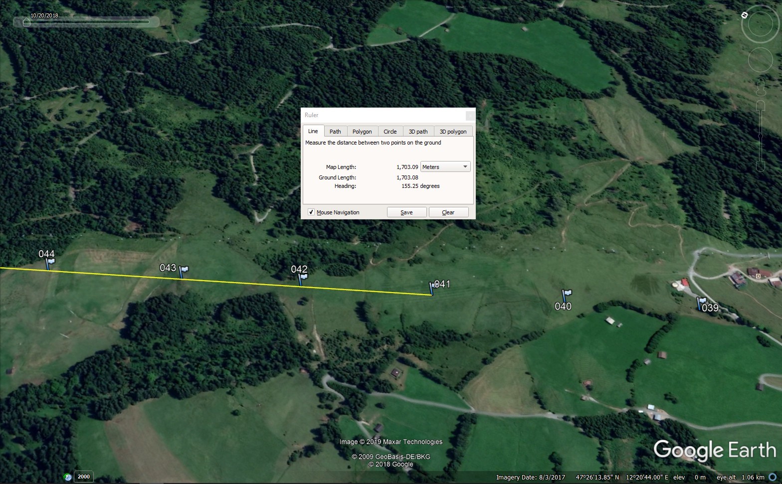 Trassenrichtung unten