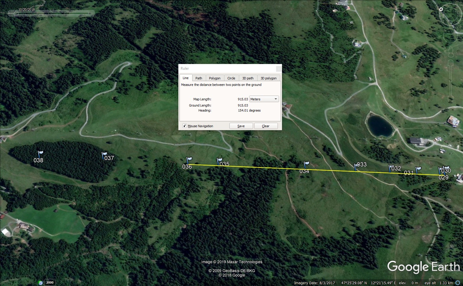 Trassenrichtung oben