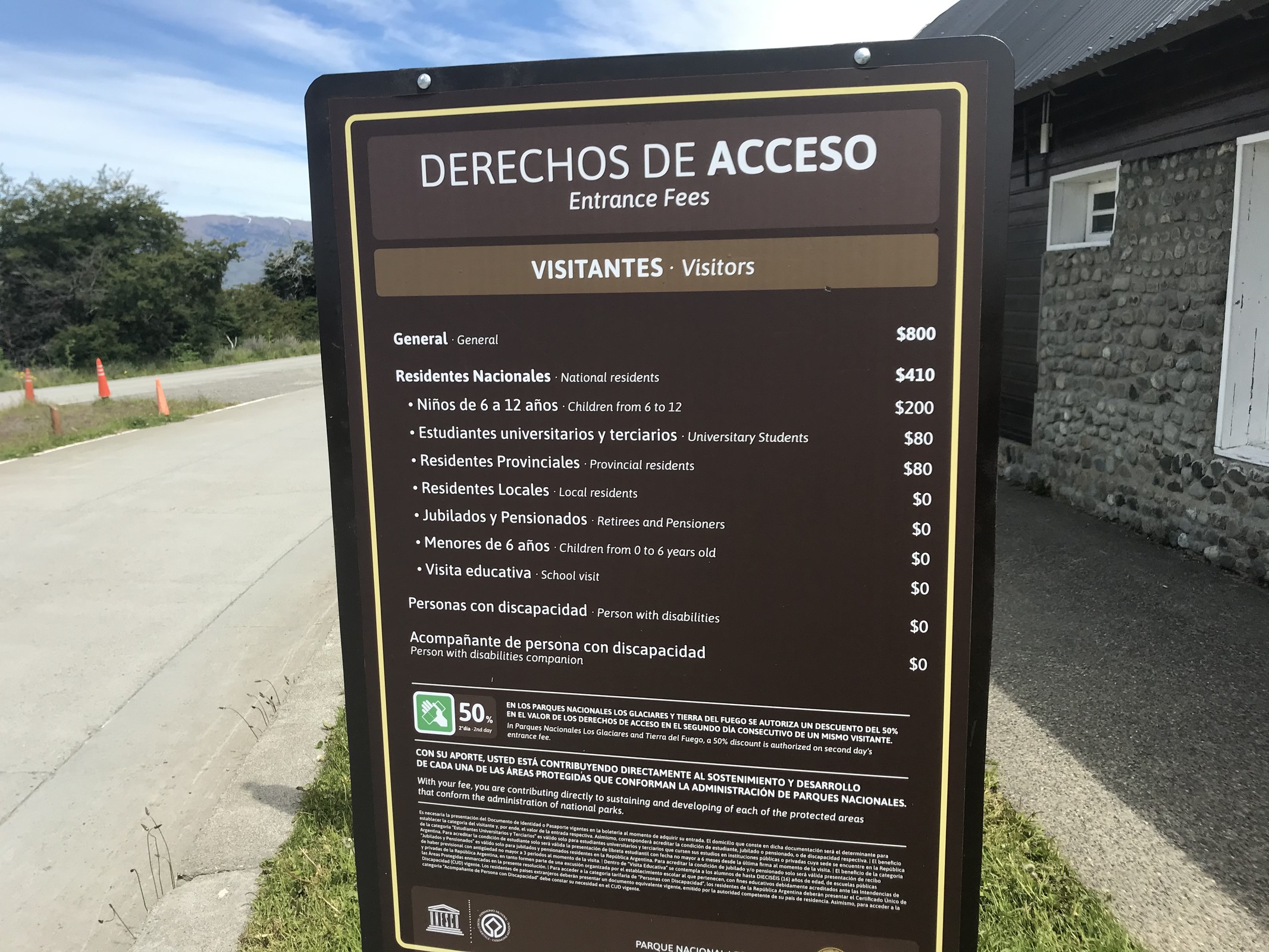 Eintrittspreise des Glaciares-Nationalpark (Perito Moreno) in Argentinien