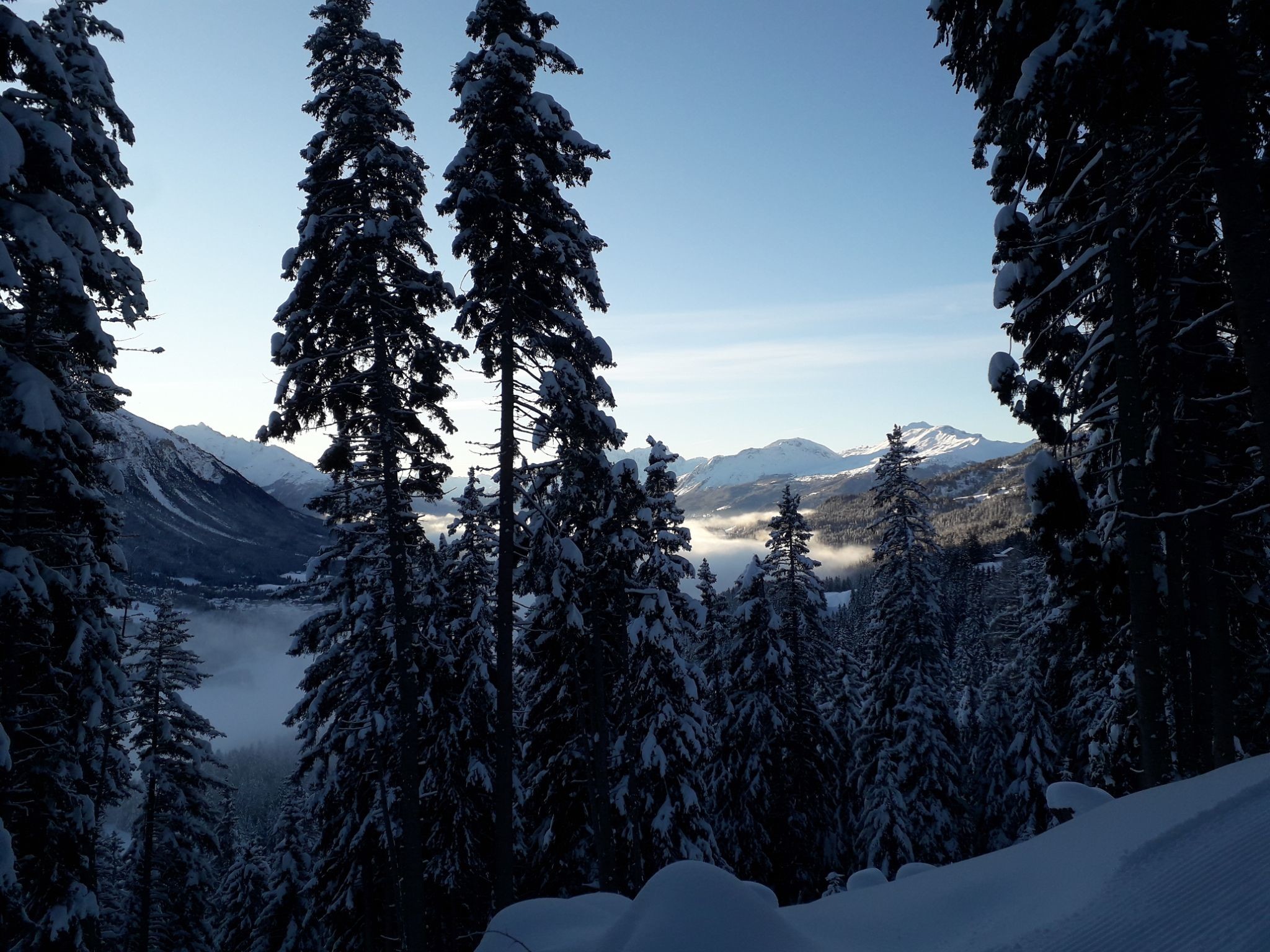 Verbindungsweg zwischen SL Valbella und Stätz. Wunderschöne Winterstimmung am Morgen.