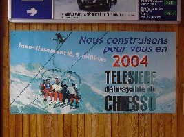 Tafel zum Projekt der 4KSB Chiesso an der Talstation der PB.