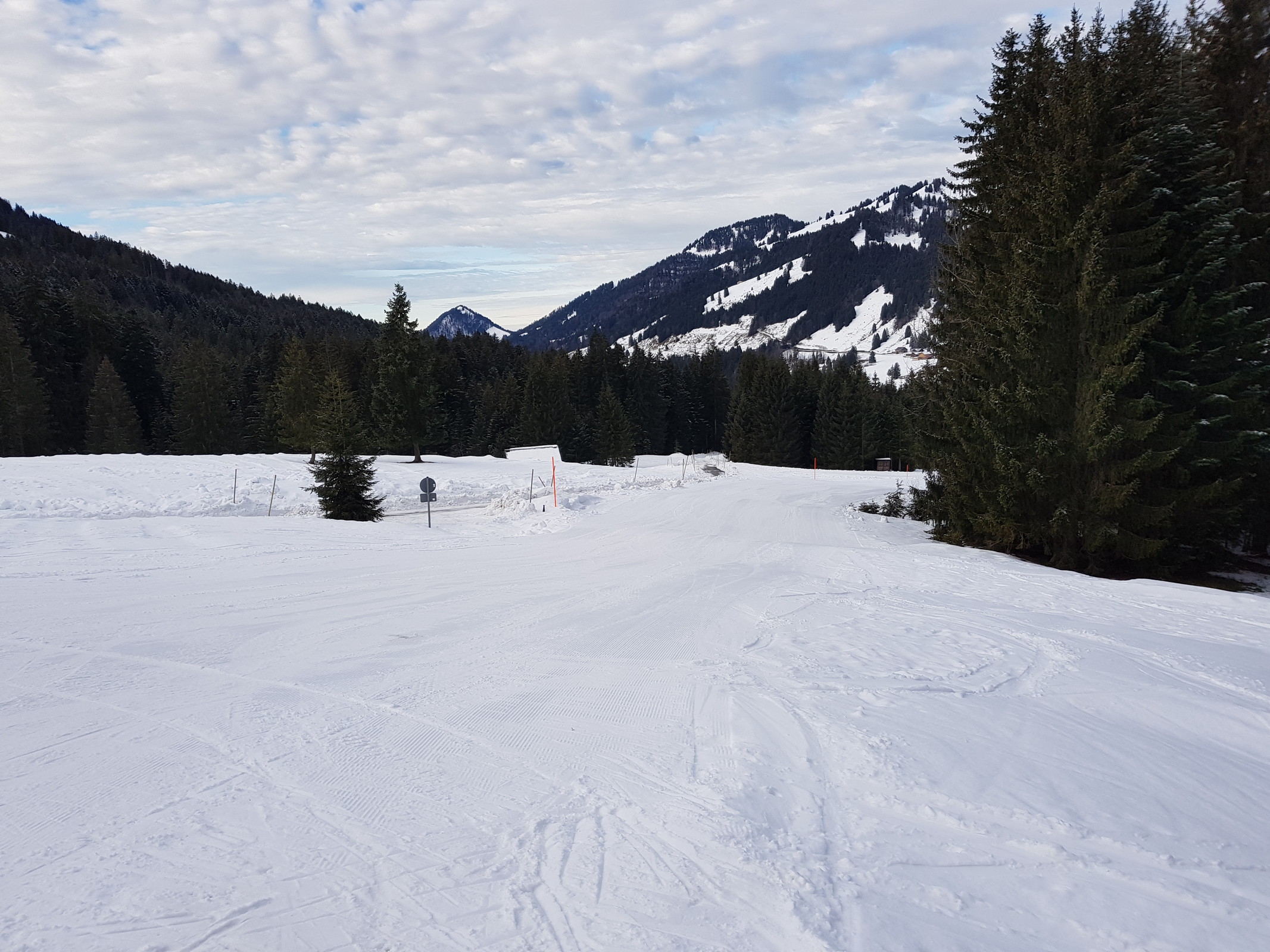 ...entschieden uns dann aber doch weiter herunterzufahren, und wählten die Variante ganz außen rum zu den Gschwendliften.