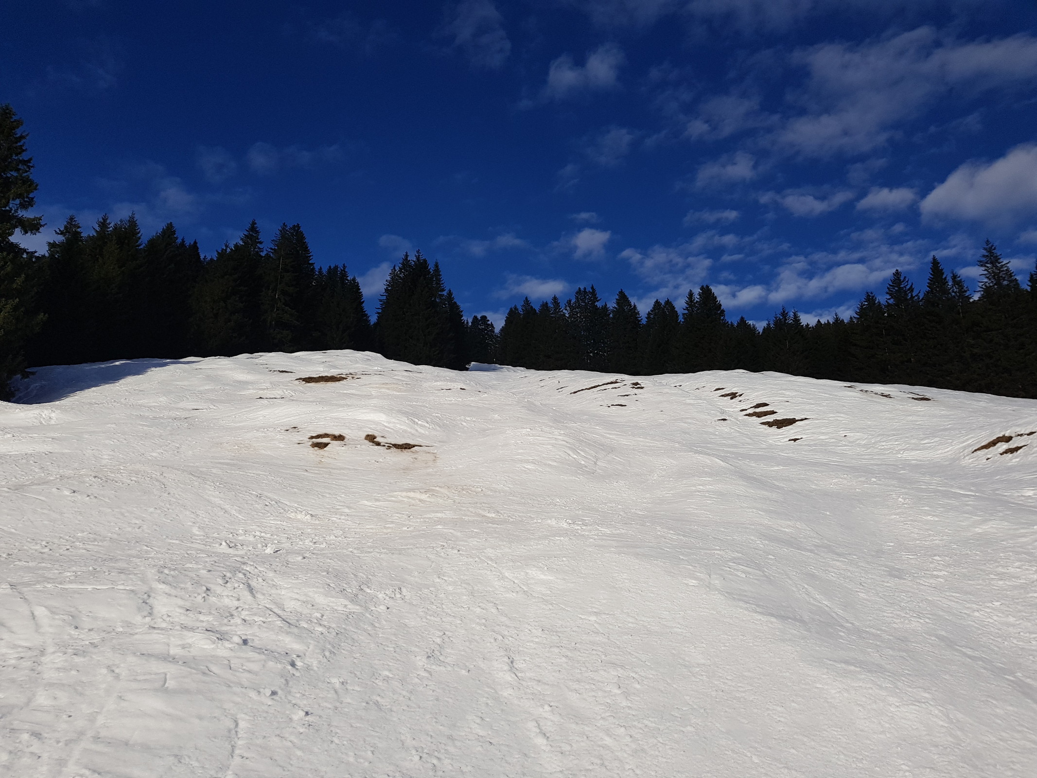 Und nochmal einen Rückblick auf jenen, wie man sieht gab es ein paar grüne Stellen, diese konnte man aber problemlos umfahren und Schnee hatte es auf der Route definitiv genug.