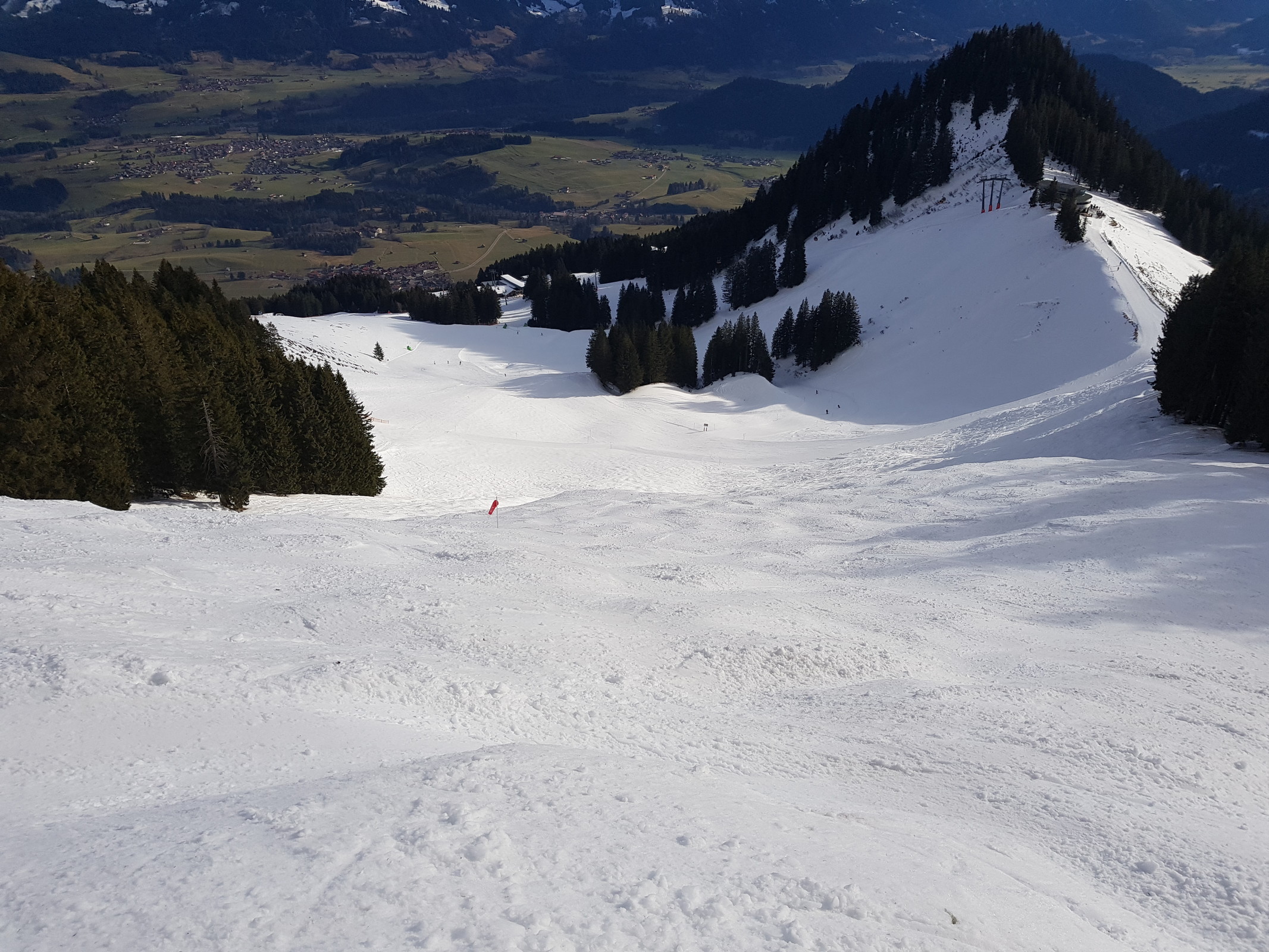 Die Skiroute oben links aus der Weiherkopfbahn (1a) testete ich natürlich auch aus, hier der Blick von oben.