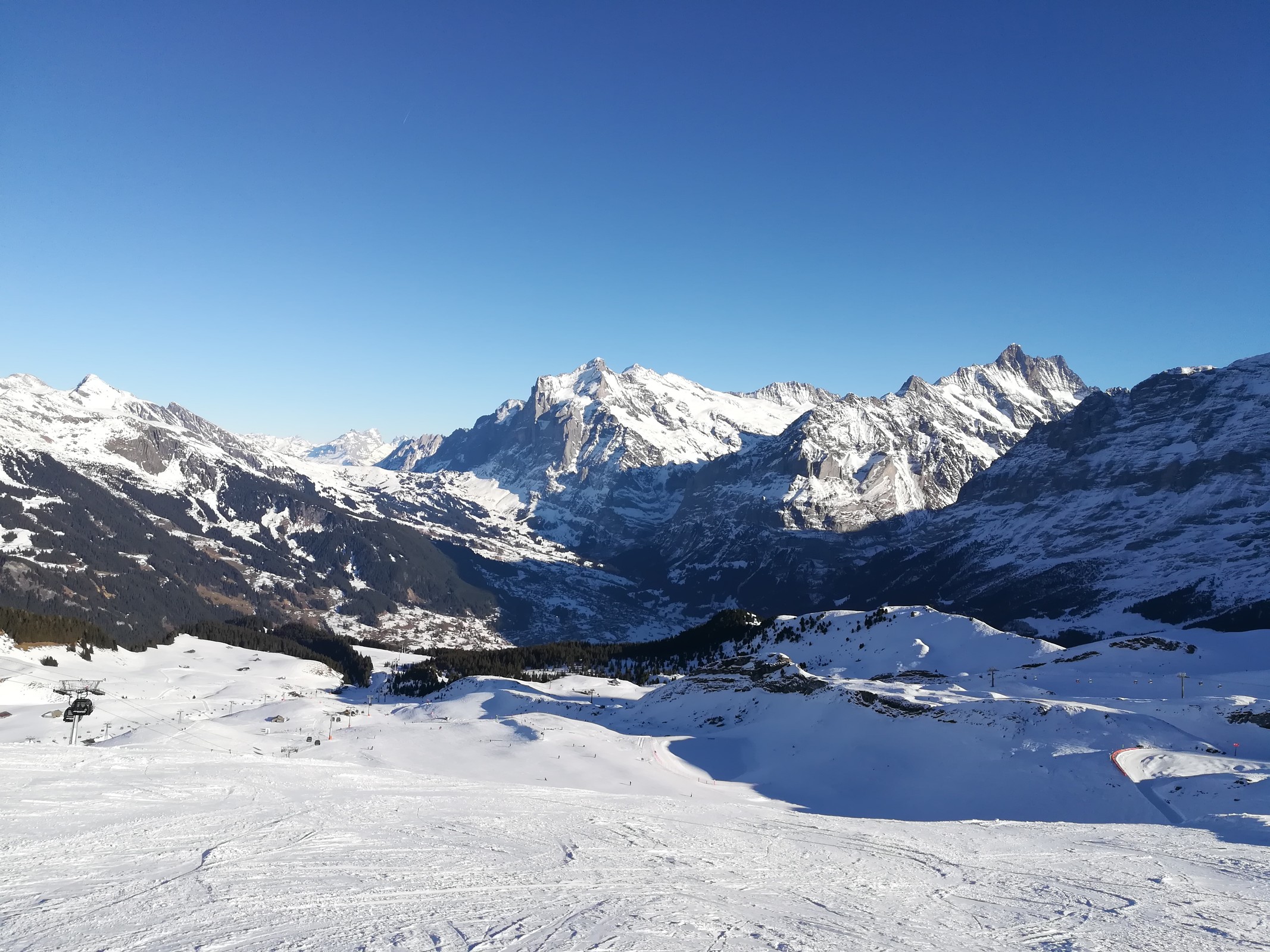 Blick auf Grindelwald. Im Hintergrund die gr. Scheidegg